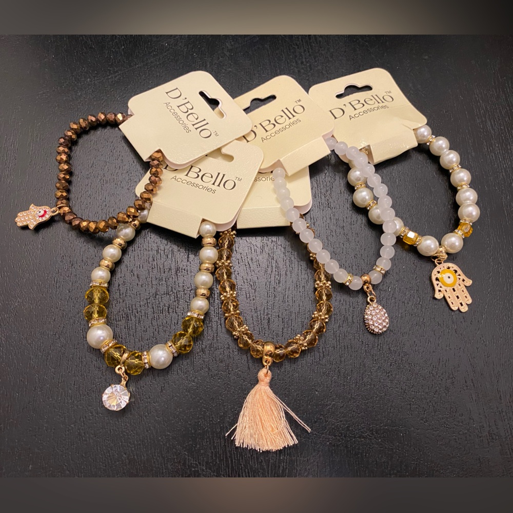 Lot of 5 D’Bello Beaded Stretch Bracelets